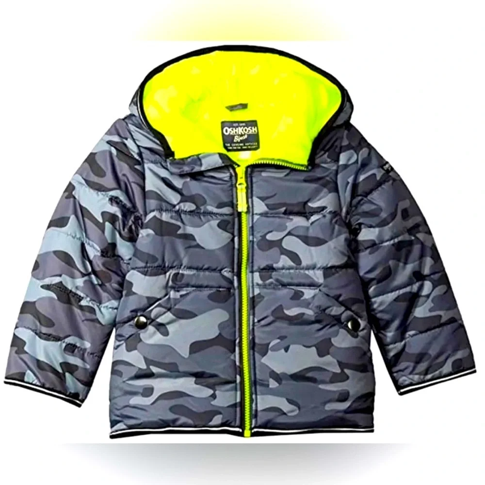 Oshkosh B’Gosh Toddler Kids Puffer Jacket & Coat | Size 3T | Lime Green | Army |